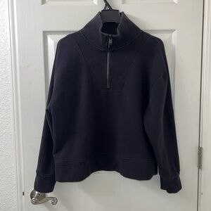 Women’s Retroplush Revive Half Zip black Sweatshirt top Athleta size Large